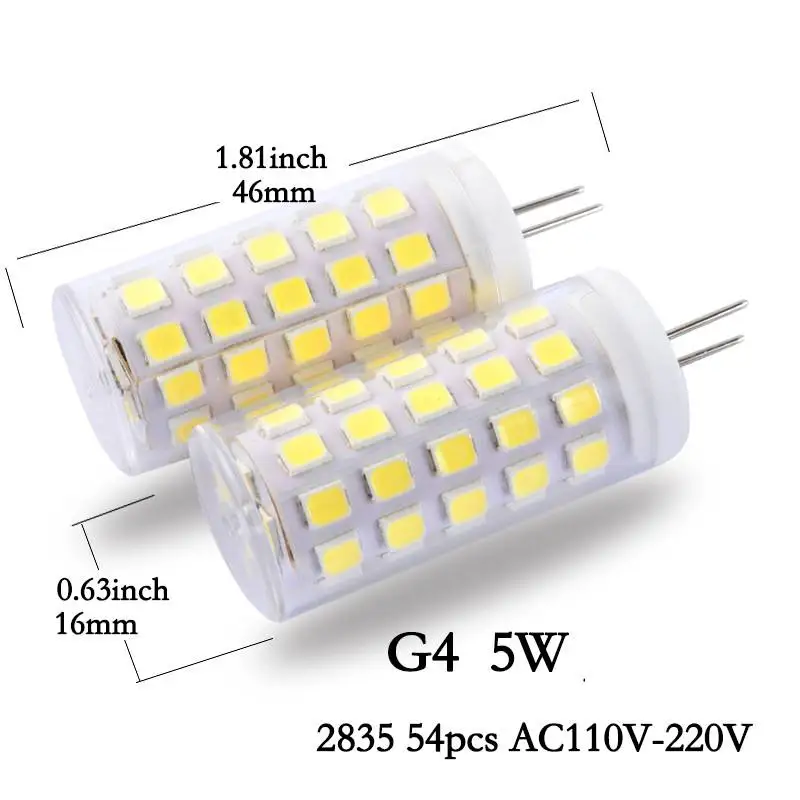 Lámpara LED G4, Bombilla de 5W, 9w, 220V, luces de vela, reemplazo de 30W, 40W, halógeno para foco de araña