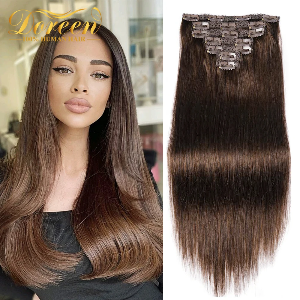 

Doreen Machine Remy Asia Hair Chesnut Brown Clip In Hair Extensions 100% Natural Human hair Clip In hair 14 to 24 110g to 200g