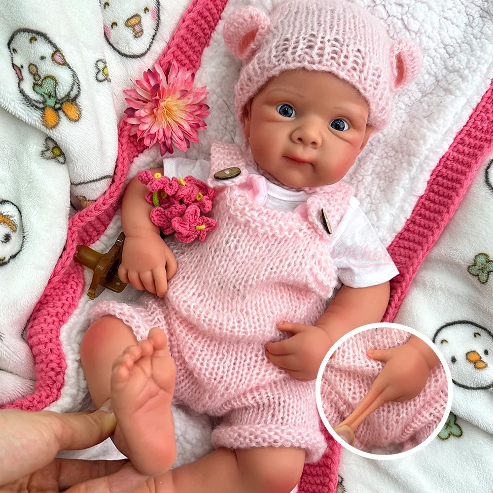 

20-дюймовая силиконовая кукла-реборн с полным телом, ручная роспись деталей, реалистичная мягкая кукла-реборн девочка с голубыми глазами, имитирующая новорожденного, с эффектом веса