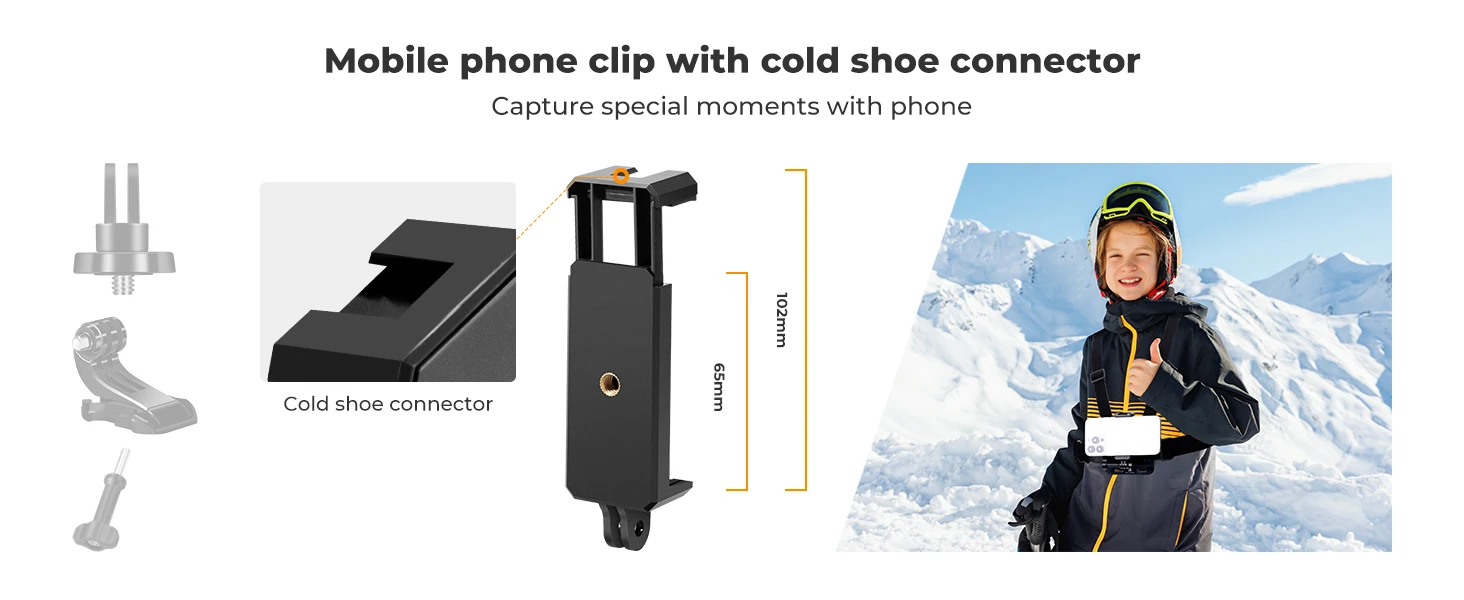 K&F CONCEPT 5 in 1 Brustgurt Rucksackclip Kopf und Handgelenkband für GoPro Hero DJI Osmo Action 5 und Pocket Insta360 Zubehörse – Detail 10