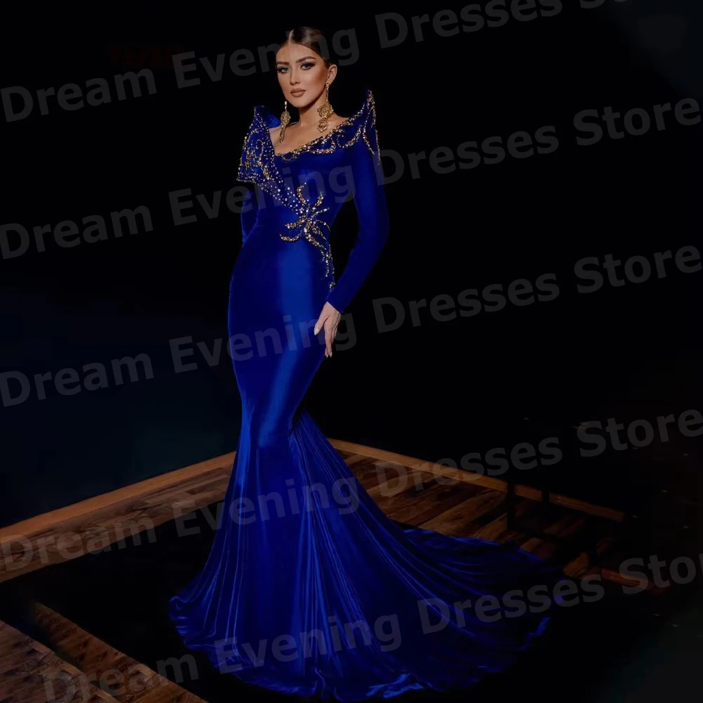 

Изысканные вечерние платья «Русалка» для женщин, индивидуальный пошив, расшитые бисером, с длинными рукавами, для выпускного вечера, торжественные, элегантные платья для женщин