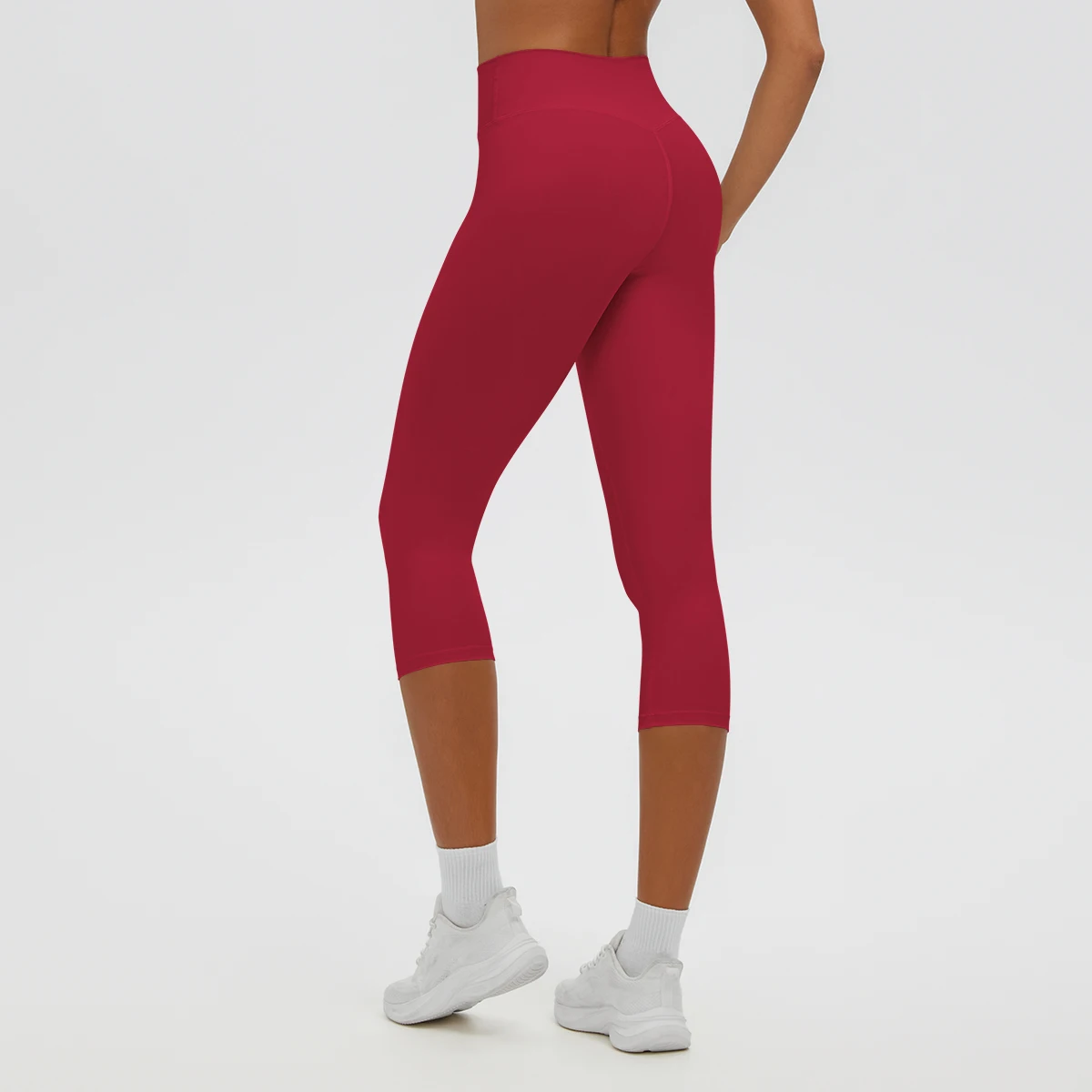Damen-Yoga-Hosen in mittlerer Länge, einfarbig, mit hoher Dehnbarkeit, Damen-Leggings, Capri-Hosen, für Sommer, Sport, Fitnessstudio, Outdoor-Aktivitäten, Laufen, Damen-Hosen. – Detail 35
