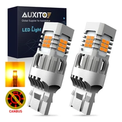 AUXITO 2pcs T20 W21W WY21W LED No Hyper Flash 7440 7440NA LED Turn Signal Light Bulbs Canbus Error Free Car Lamp Amber Yellow