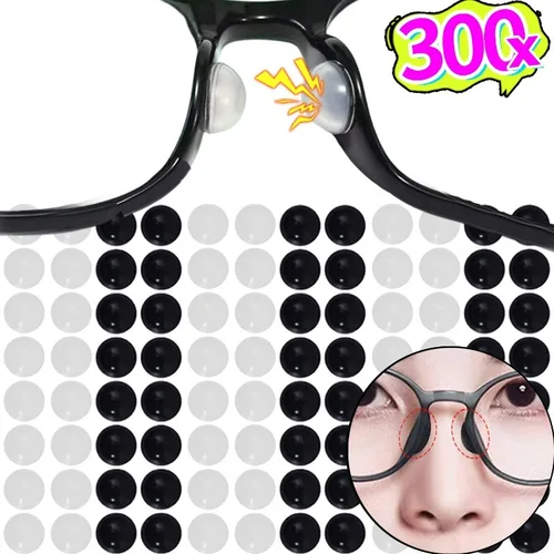 Imagen 2 del producto Almohadillas nasales redondas antideslizantes para gafas, almohadillas nasales invisibles autoadhesivas de silicona suave para monturas de gafas, soporte para la nariz, 6/300 Uds.
