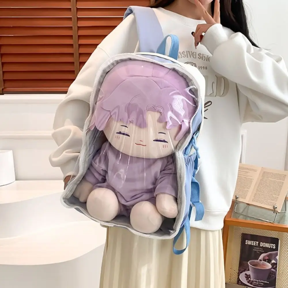 

Nylon 40cm Doll Ita Bag Schoolbag Large Capacity Cotton Doll Display Storage Bag Dustproof Clear Detachable Transparent Backpack