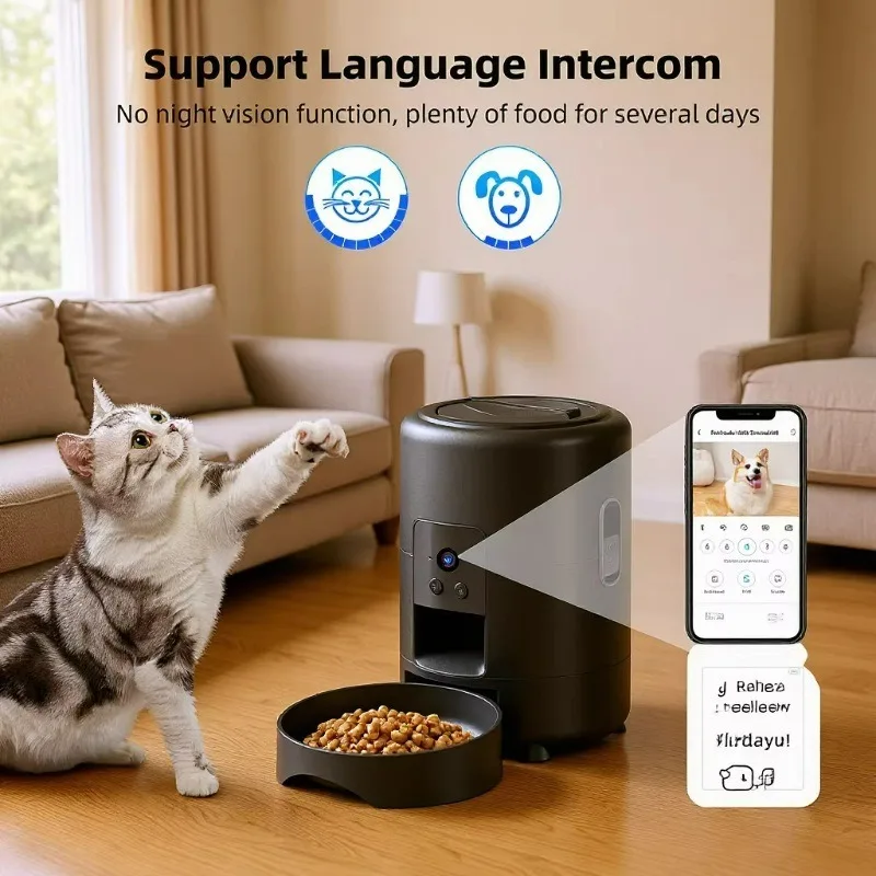Dispensador automático de comida para perros y gatos con cámara, WiFi - imagen 5