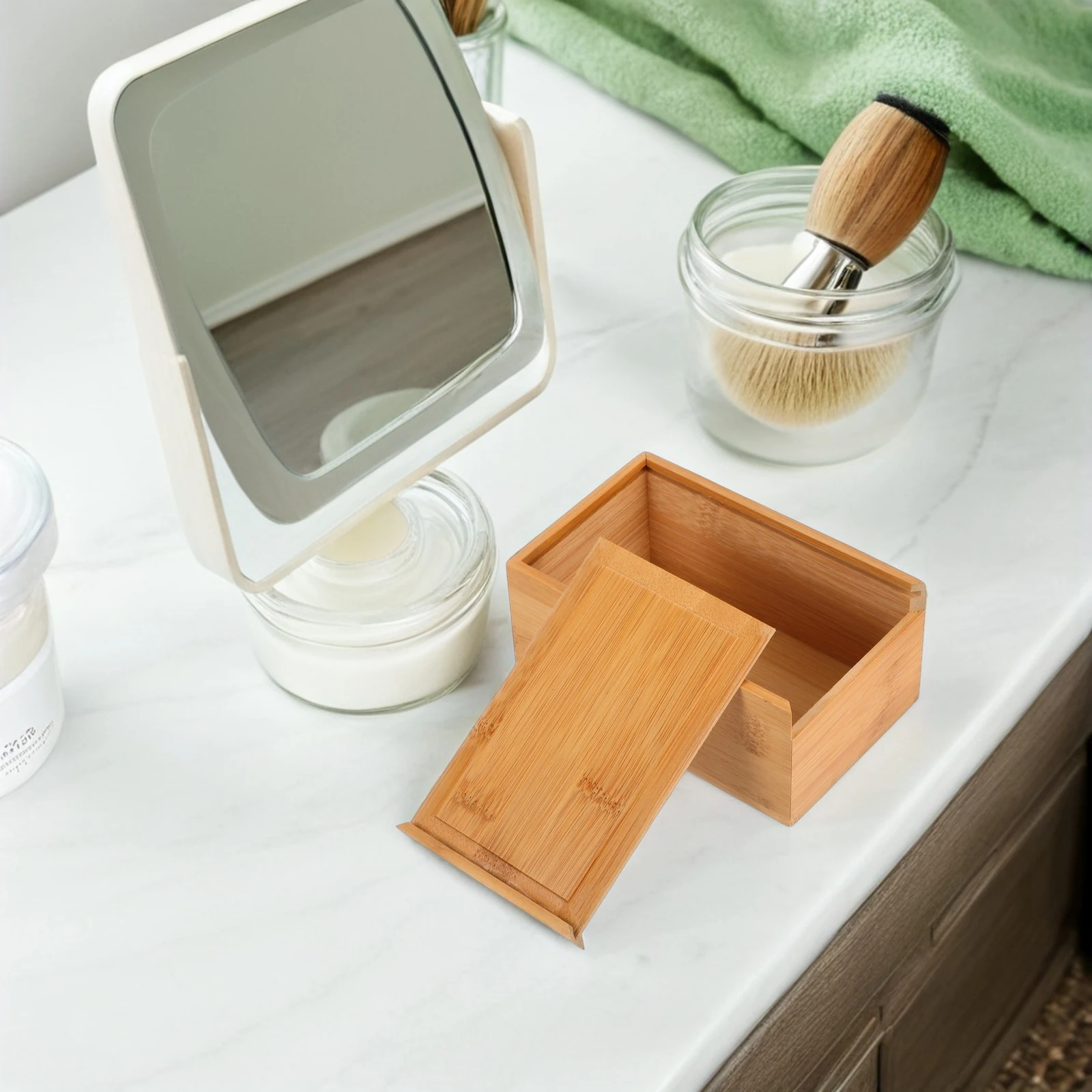 

Bamboo Wood Storage Box Sliding Lid Soap Tea Organizer Sundries Case Pull-Out Design Travel Outdoor Compact Sturdy