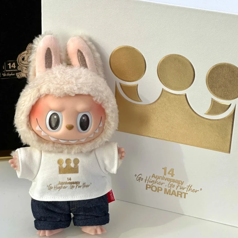 Labubu Popmart 14th Anniversary Employee Limited Gift Box Vinyl Doll Cute Pendant Decoration Mystery Box 1:1 High Quality Replic