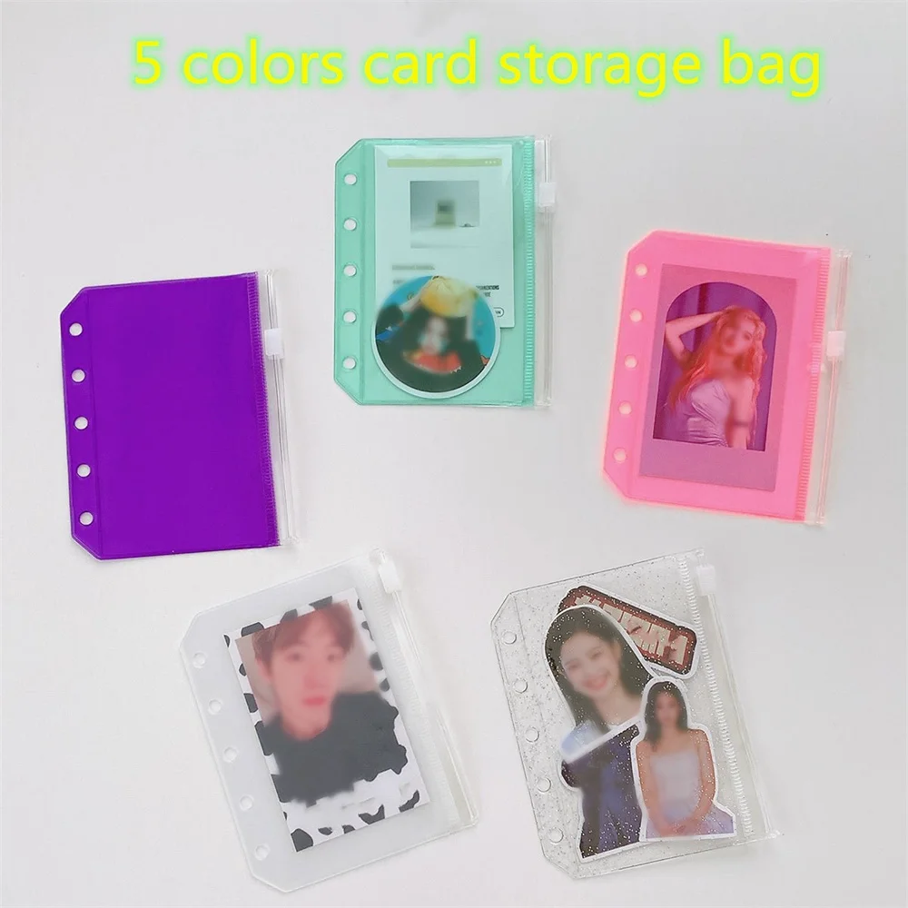 5 Holes Clear Binder Photocard Holder Inner Page Shiny Idol Card Badge Storage Bag Suitable For M5 Size Loose Leaf Album Cover