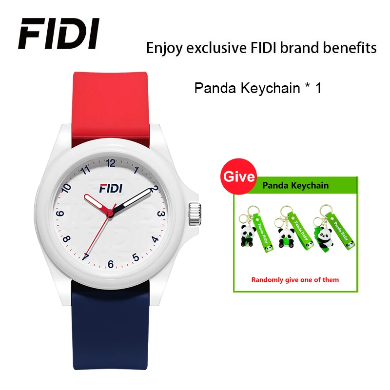 

FIDI Unisex Quartz Watch - Multicolor Options, Silicone Band, Luminous Dial, Waterproof Ideal for Students Panda Keychain
