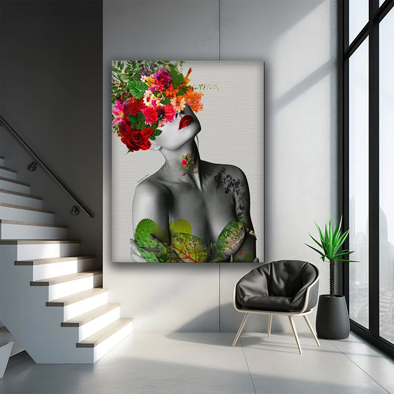 Colorful Floral Girl Portrait Art 4