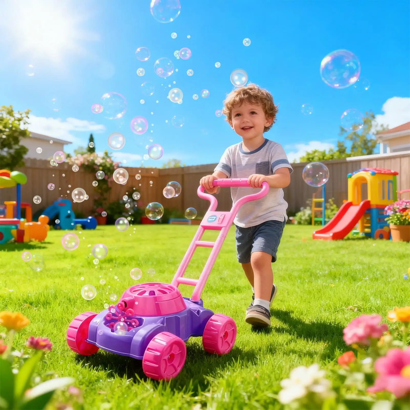 Bubble Lawn Mower Pretend Play Toy Backyard Game Bubble Machine For Kids For Preschool Kids Children Boys Girls Children