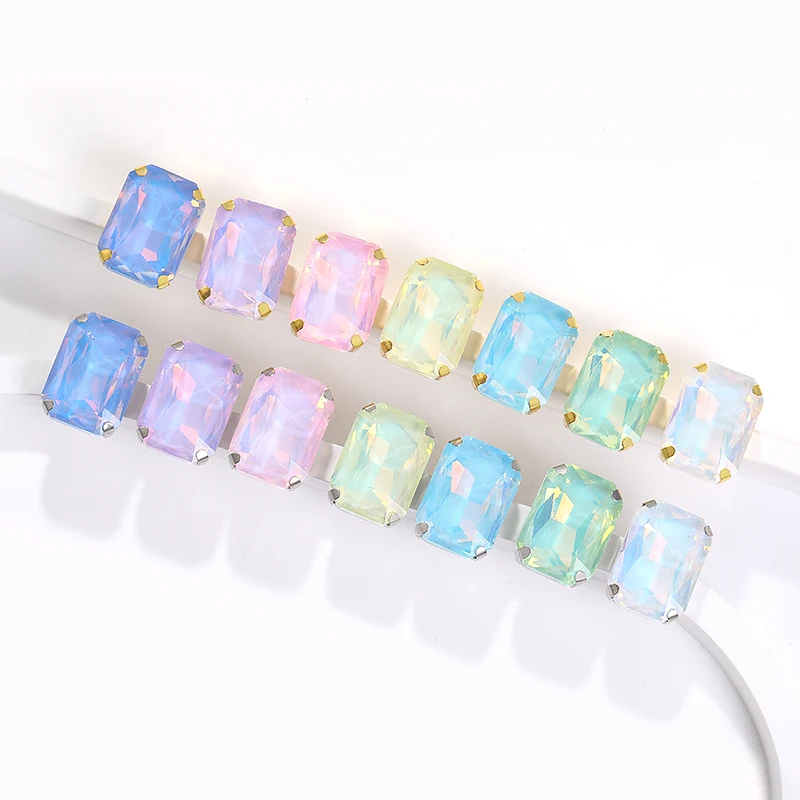 Strass cuciti 10 pezzi di diamanti di cristallo di vetro strass da cucire per ricamo opale artiglio pietre preziose accessori artigianali fai da te