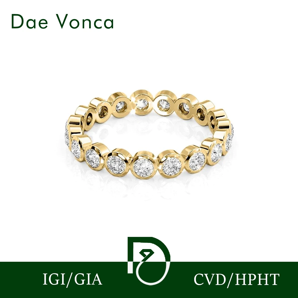 Round Bezel Eternity Diamond Ring 14K 18K Solid Gold Round Cut Lab Grown Diamond Eternity Band Ring Fine Jewelry For Women