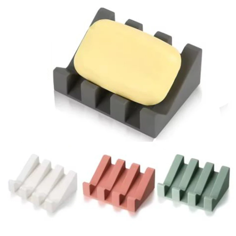 Bathroom Silicone Soap Dish Shower Portable Soap Holder Keeping Soap Dry Easy Clean Sponge Tray Kitchen Accessories