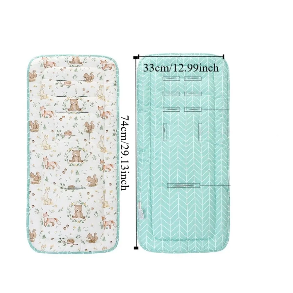 وسادة ناعمة لعربة الأطفال، وسادة مقعد مريحة من القطن لعربة الأطفال قابلة للتنفس ومطبوعة برسوم كرتونية للأطفال