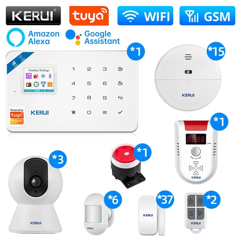 

KERUI Security Alarm System W181 WIFI GSM Alarm Panel Tuya Smart /Smart Life APP Remote Control Wireless Central Unit