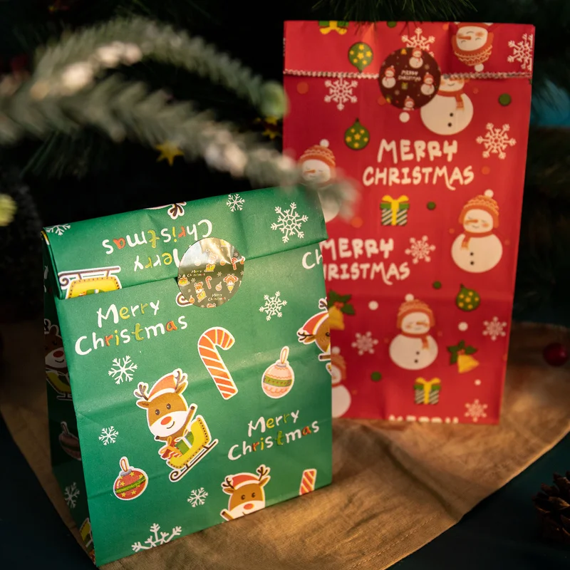 24 Sets Weihnachts-Geschenktüten aus Papier mit Aufklebern, Weihnachtsmann, Weihnachtsparty-Geschenktüten, Adventskalender, Leckerli-Tasche, Neujahrsparty-Zubehör – Detail 6