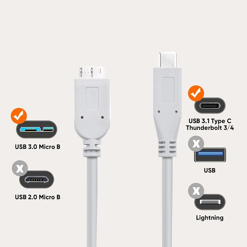 USB 3.0 Micro B to USB C Hard Drive Cables USB C to Micro B Cable USB C External Hard Drive Cable Type C male to USB 3.0 B male