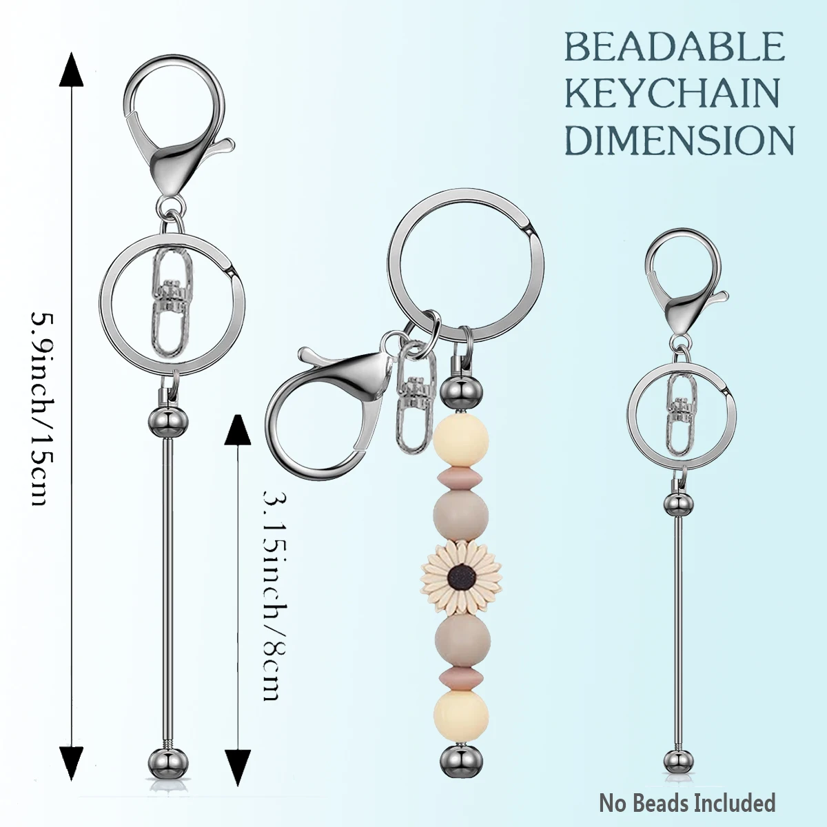 5/10/20 PCS Metal Beadable Keychain Bars Blanks for Beads Pendant Jewelry Charms DIY Crafts Keychains Bag Accessorie Making Gift
