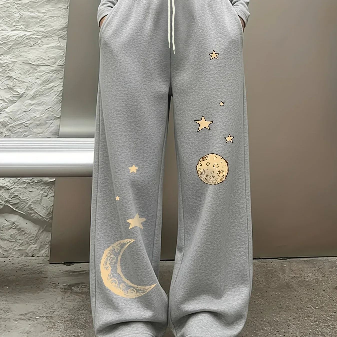 plus Size Cartoon Print Loose Straight Leg Sweatpants for Women And Kids Autumn Winter Elastic Waistband Streetwear Versatile