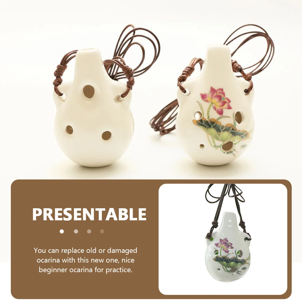 

Beginner Ocarina Flower Style 6-Hole Ceramic Practice Musical Instrument Wind Instrument for Children