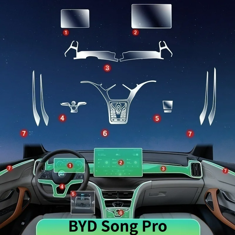 For  23-24 BYD Song Pro Interior Film DMi Center Console Wrap Screen Protector Honor Edition Modification Decoration