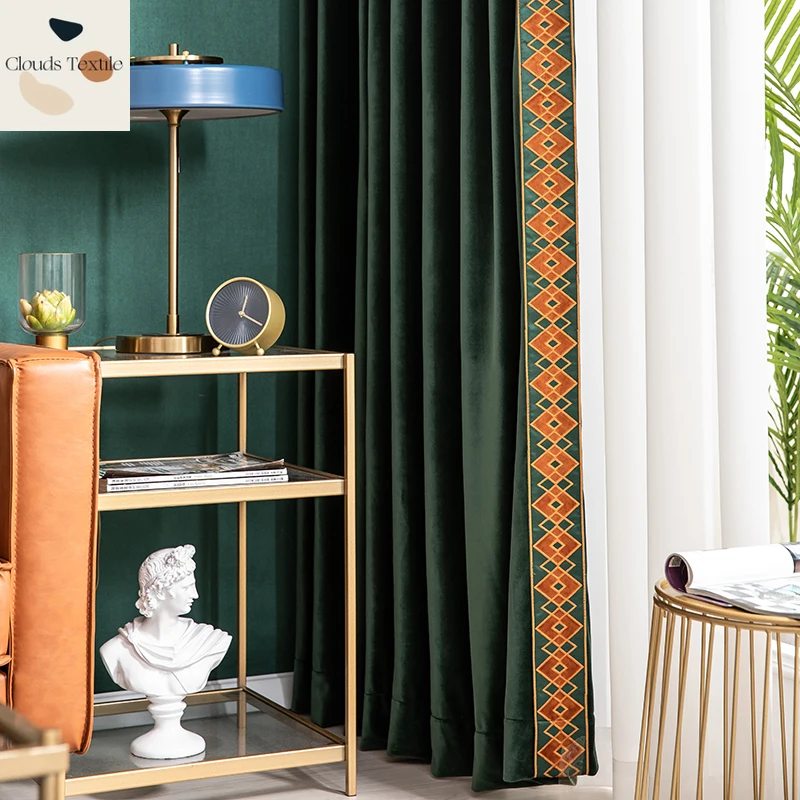 

Custom Size！！American Light Luxury Nordic Simple Thickened Velvet Fashion Curtains for Living Dining Room Bedroom Decor Window