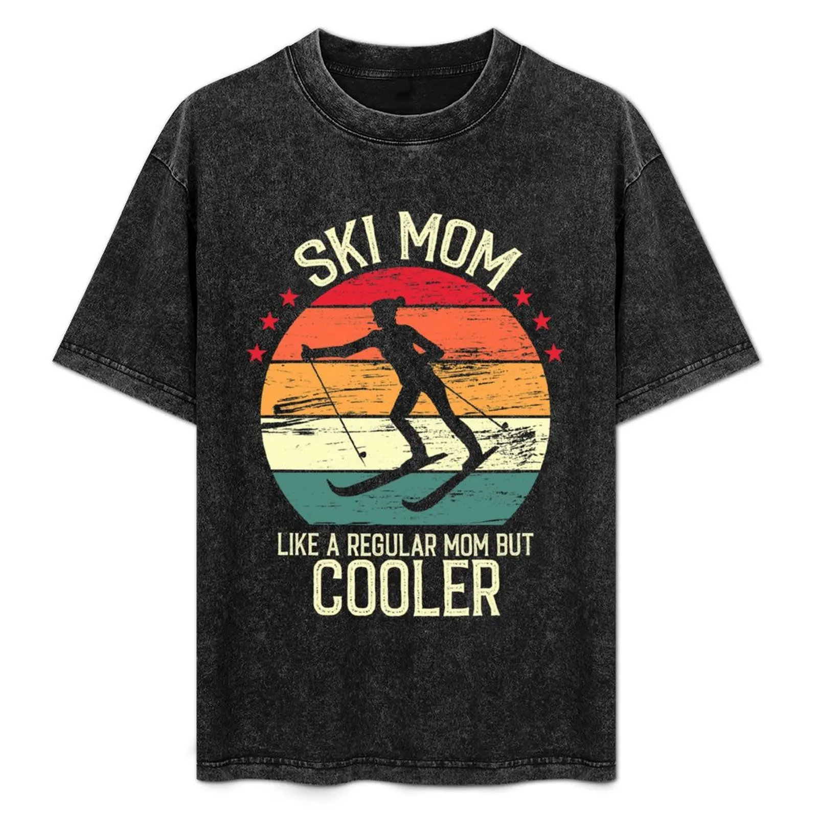 Ski Mom Like A Regular Mom But Cooler - Vintage Retro Ski Mom Gift T-Shirt Casual Daily Wear Short Sleeve Top