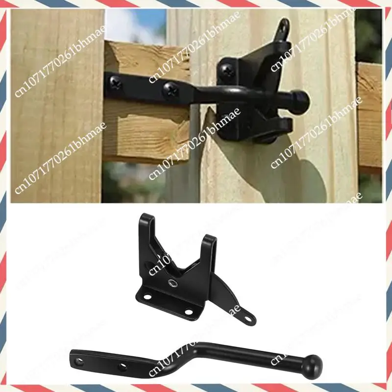 

-A21Z 2 шт. самоблокирующаяся защелка для ворот, автоматический рычаг тяжелой силы, замок для забора, дверные защелки для деревянного забора, стальные черные