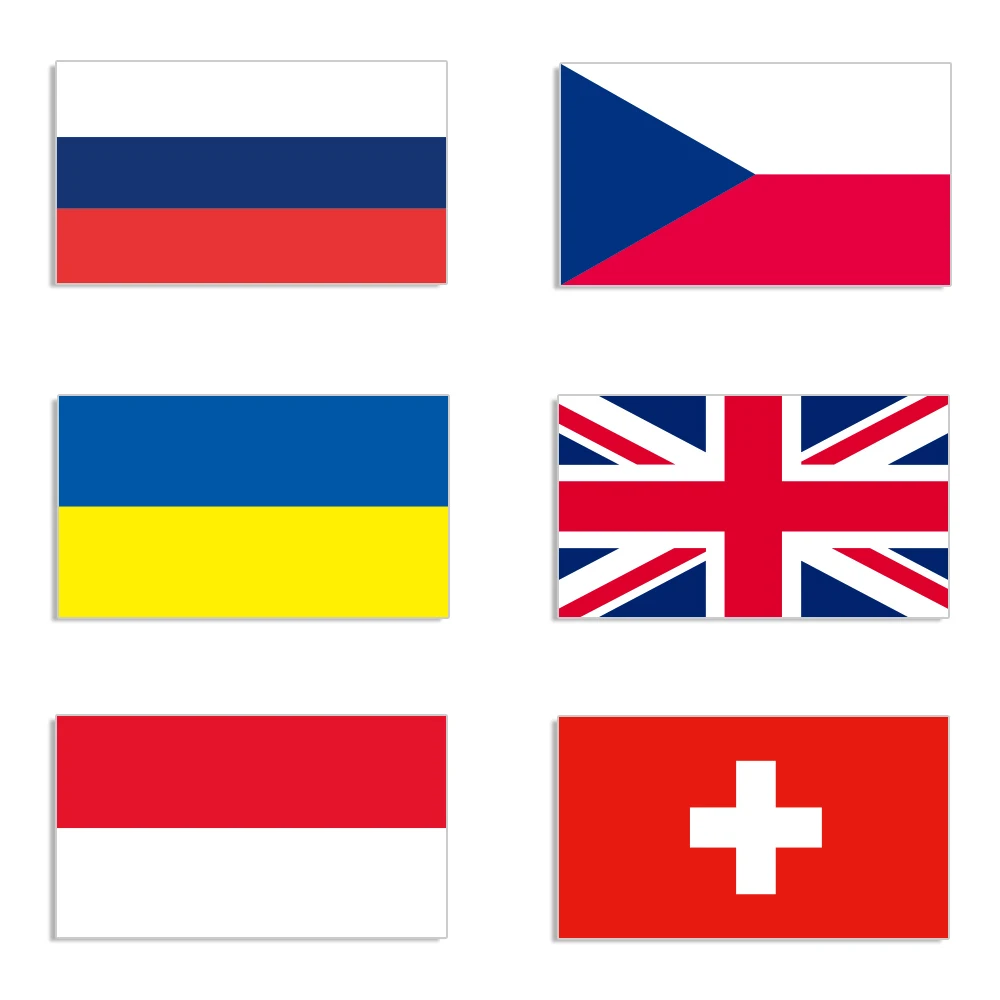 

30x22cm National Flag Stickers Vinyl Set Decals For Car Motorcycle Laptop Window Russia Czech Ukraine UK Poland Switzerland Flag