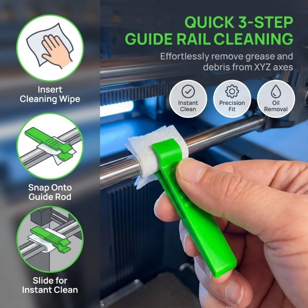 10pcs Portable Guide Post Cleaning Aid Tool Lightweight Handheld Linear Shaft Cleaning Clip 3D Printed Quickly Remove