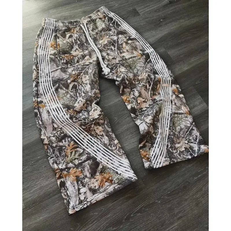 New Autumn Winter Y2K High End Casual Pants Vintage Camouflage Loose Straight Leg Gothic Harajuku Unisex Drawstring Sweatpants