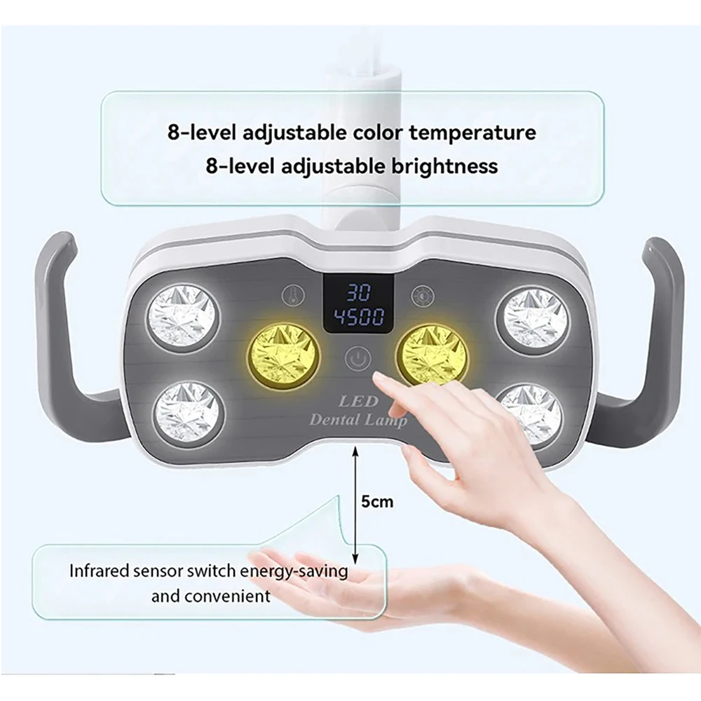 Dental LED Implant Cold Light Lamp, Hand Sensor Control, Dual Color Temperature, High CRI ≥95, Arbitrary Angle Adjustment, Fits