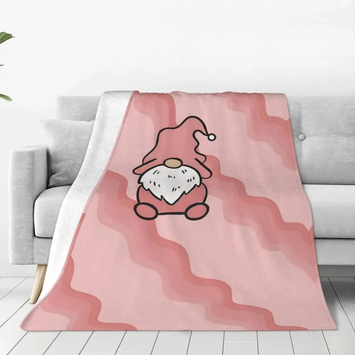 Custom Gnomes Merry Christmas Blanket 3D Printed Soft Flannel Fleece Warm Throw Blankets for Office Bedroom Couch Quilt