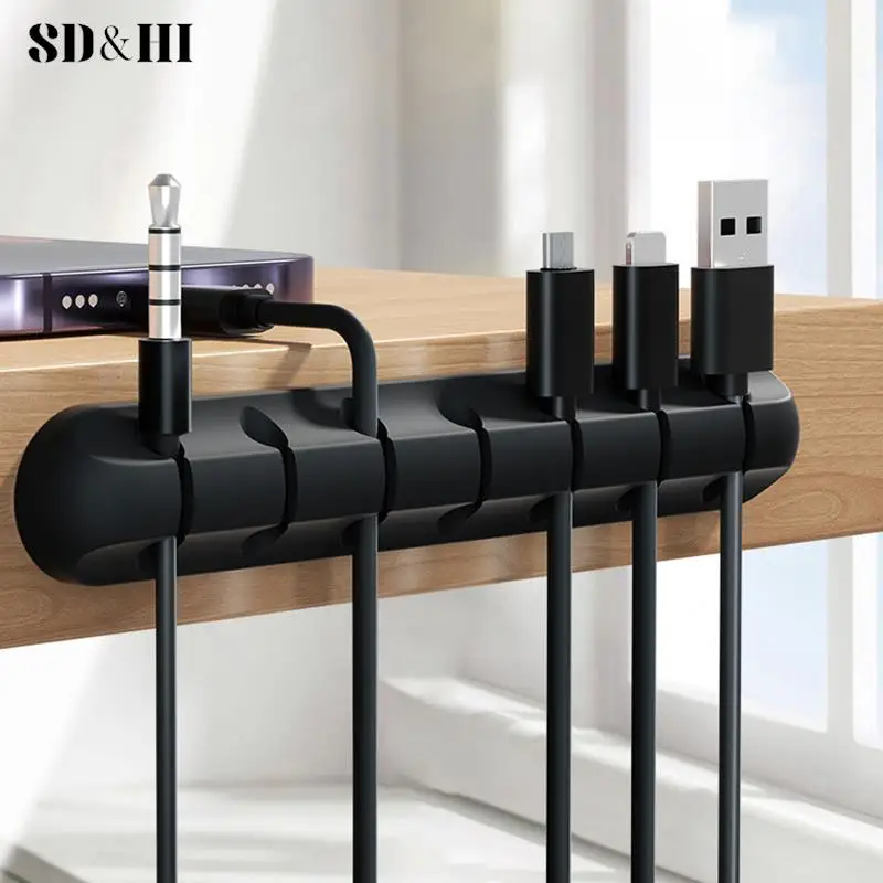 Cable Organizer Management Wire Holder Flexible USB Cable Winder Tidy Silicone Clips For Mouse Keyboard Earphone Protector