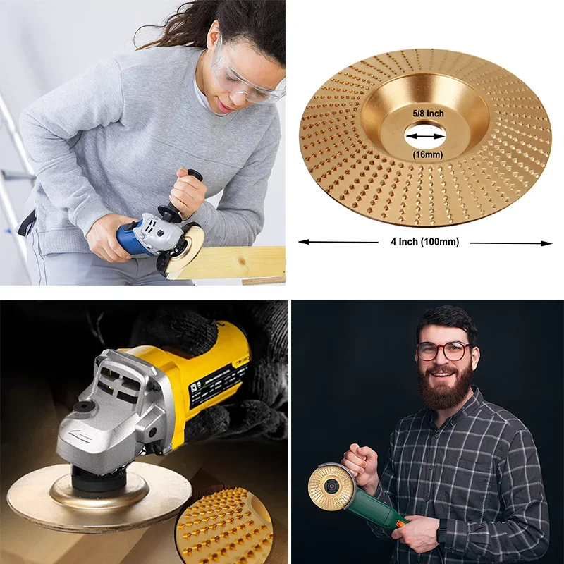 4types of Tungsten Carbide Grinding Wheel 5/8 Inch Aperture Angle Grinder Wood Carving Disc Grinder Forming Disc for Woodworking