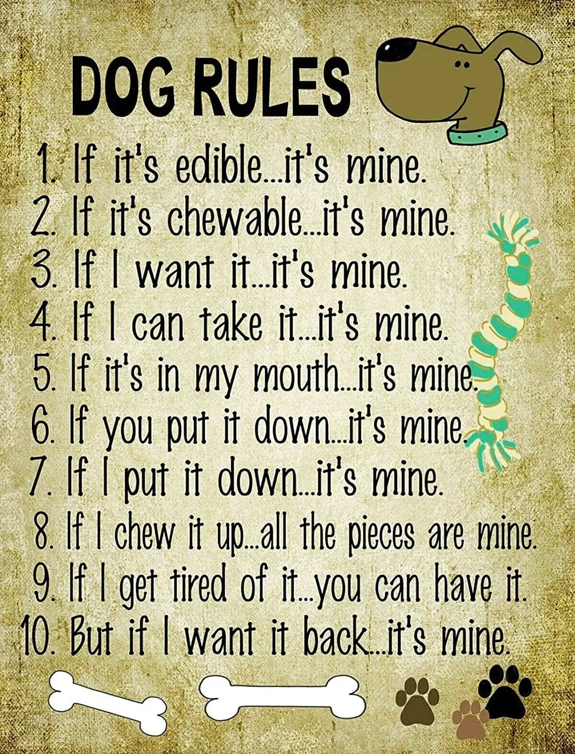 Dog Rules Metal Sign Vintage Pet Shop Decor Dog Lovers Tin Poster Home Farm Club Plaque Wall Decoration Gift 12x16 Inches sign