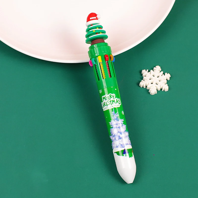 10 Colors Cute Christmas Ballpoint Pen Kawaii Cartoon Santa Claus Gel Pens For Writing School Supplies Office Accessories 1Piece