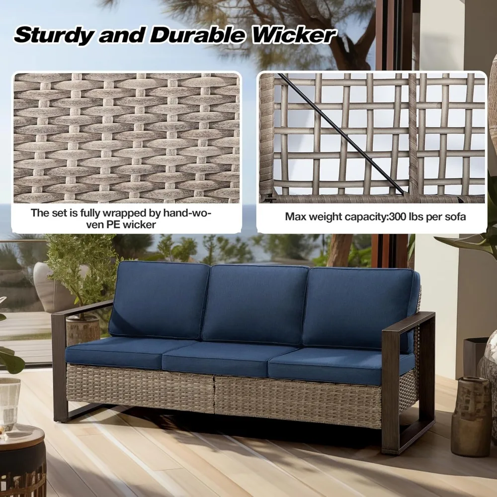 Juego de comedor para patio de 5 piezas, juego de muebles de aluminio fundido para exteriores para todo clima, incluye 4 sillas mecedoras giratorias con cojines y 35.