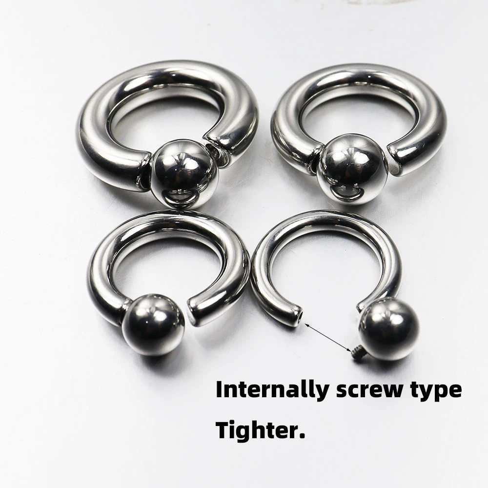 SaYao 1Piece PA Rings Stainless Steel Captive Hoop Rings CBR Flesh Tunnel Internally Screw Body Jewelry