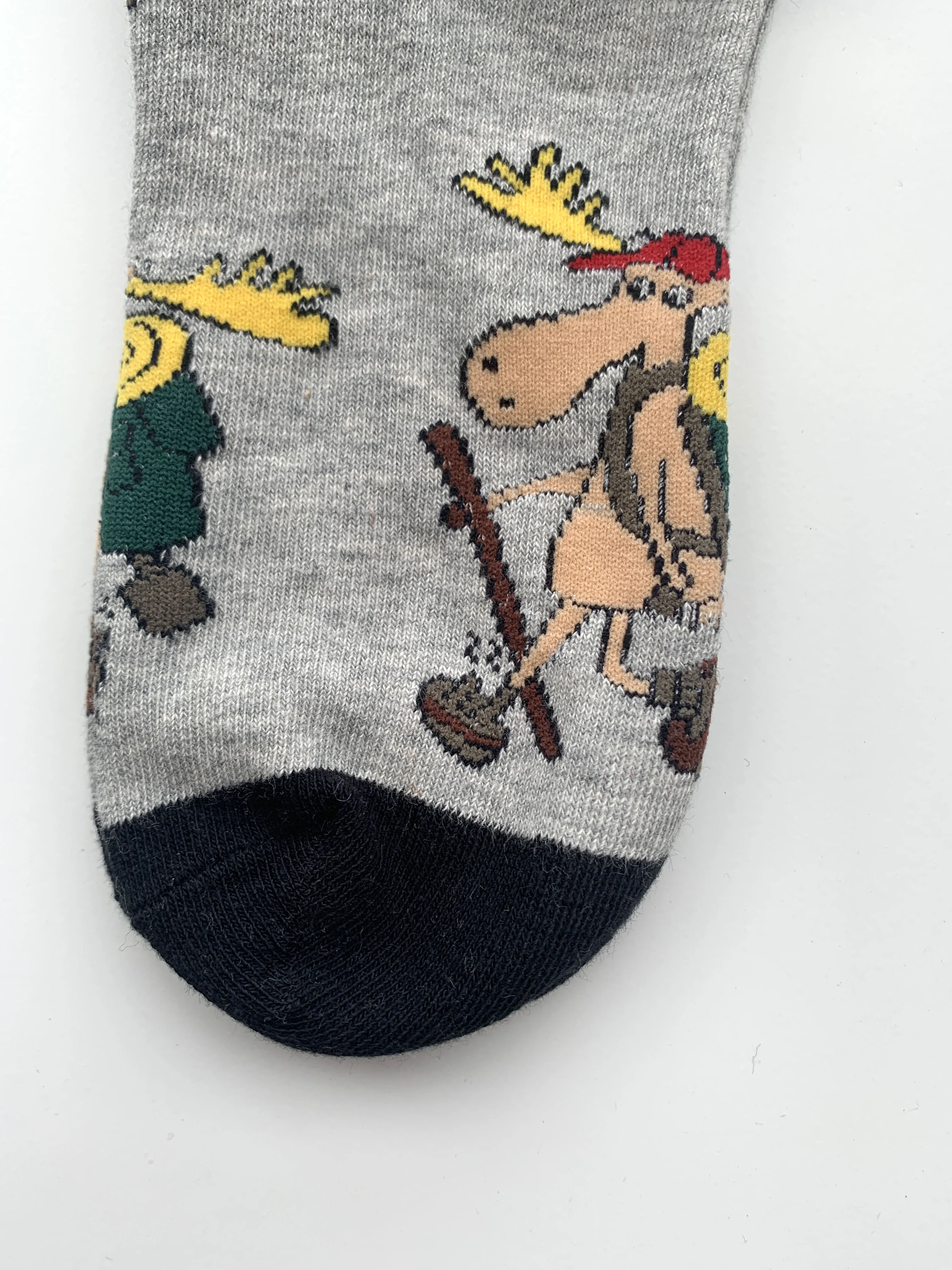 CHAOZHU 1 Pair Grey Cartoon Cute Elk Men's Funny Fashion Socks Long Crew Socks Fancies Jacquard