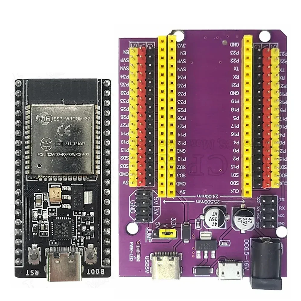 

ESP32 38PIN Expansion Board with CP2102 38PIN Type-C Micro Development Board 2.4G WIFI BT Module Low Power Dual Core ESP-WROOM-3