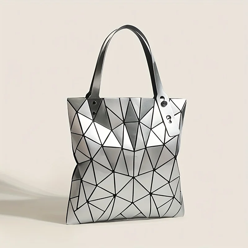 حقائب اليد النسائية الجديدة نمط الماس الهندسي حمل حقيبة سيدة حقائب الكتف المواد البلاستيكية حقيبة تسوق سعة كبيرة