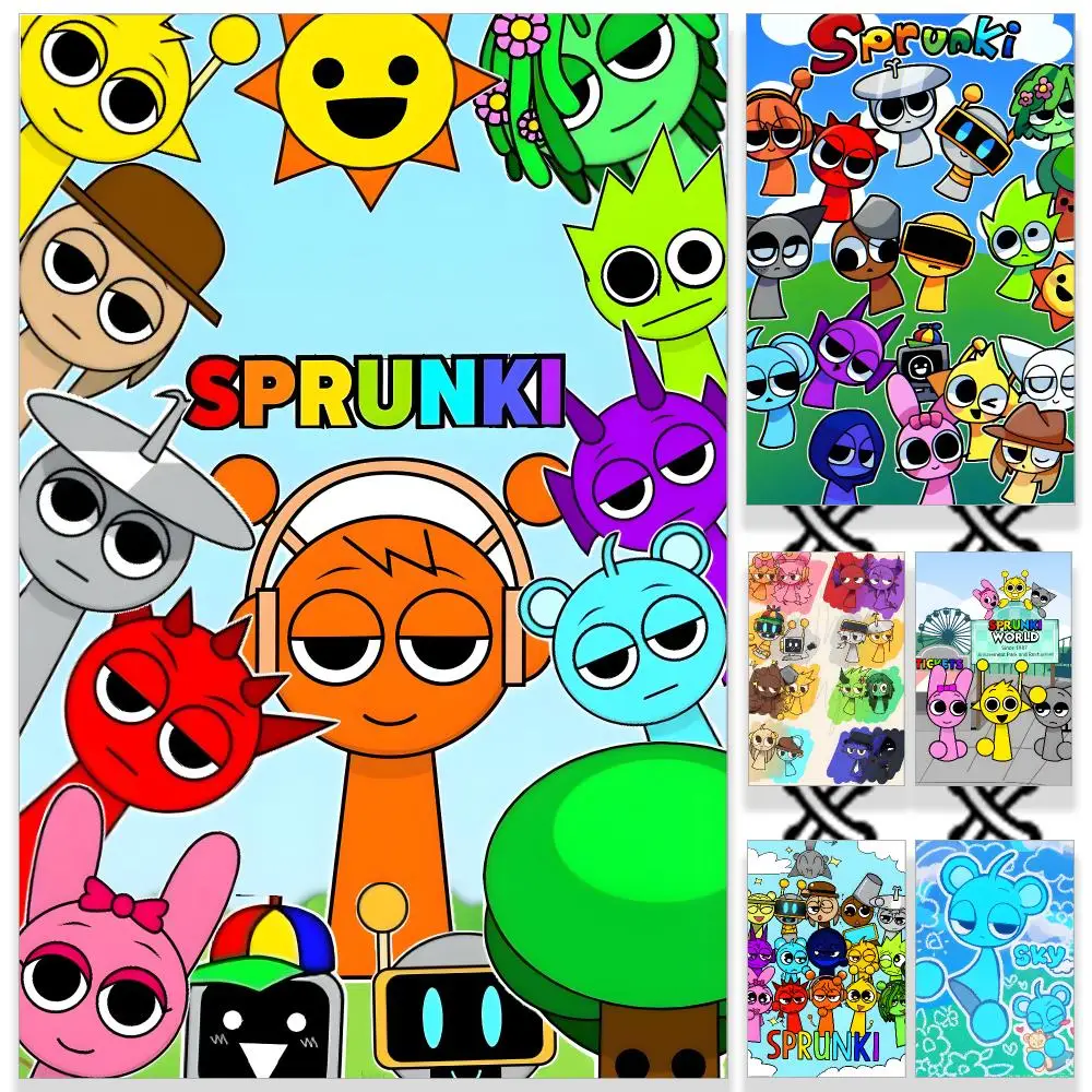 Rhythm Incredibox sprunki Poster HD Waterproof PP Self-Adhesive Removable Wall Art Poster for Bedroom Cafe Gym Home Decor Gift