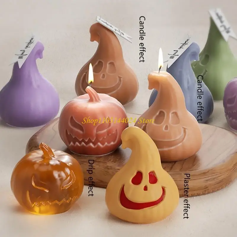 N5KE 1/2x Smilings Pumpkin Molds Angry Pumpkin Scenteds Silicone Molds Halloween Aromatherapys Epoxy Mold Craft