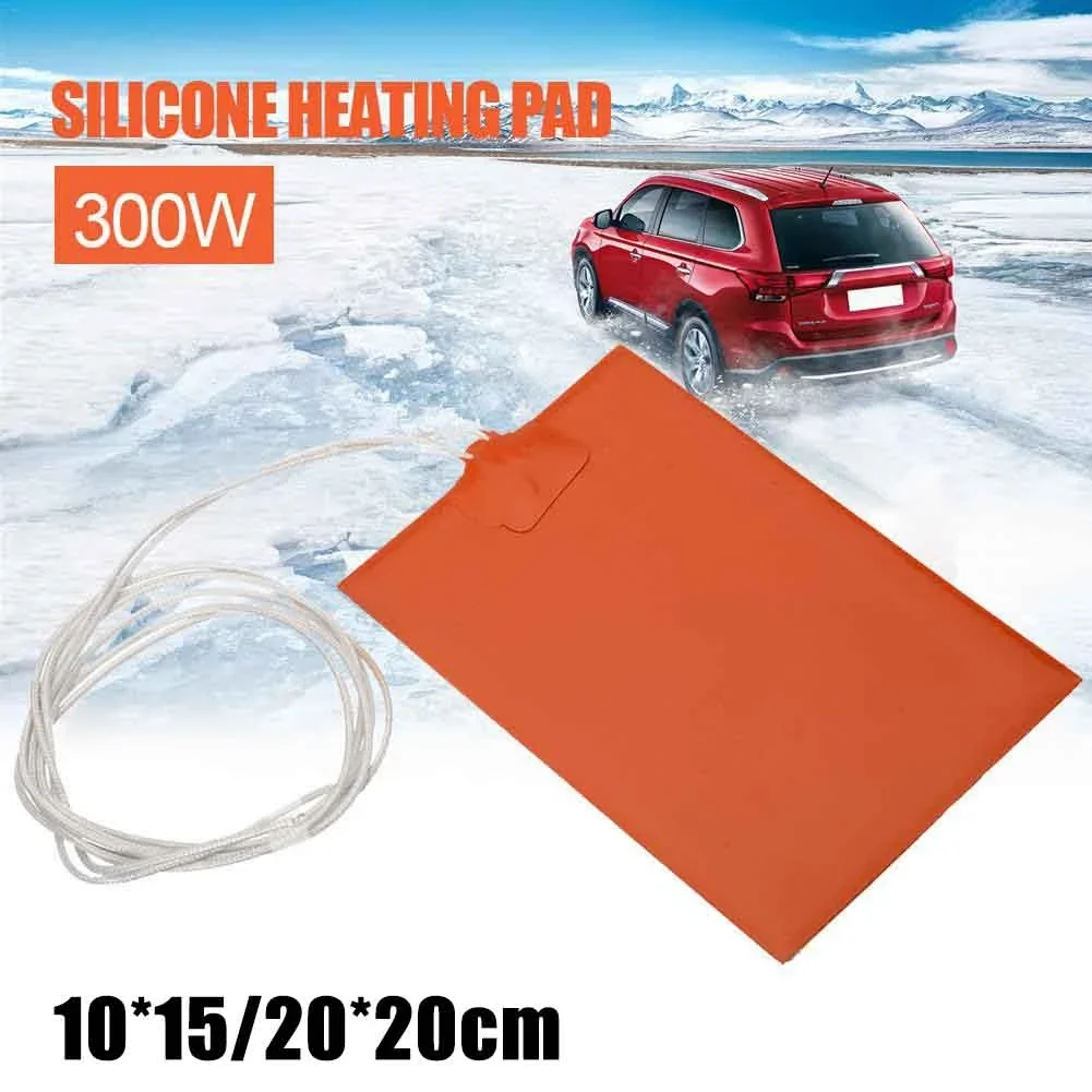 300W Silicone Heating Pad 220-240V Car Engine Oil Pan Sump Tank Heater Pad Waterproof Silicone Heater Blanket 15/20cm Orange