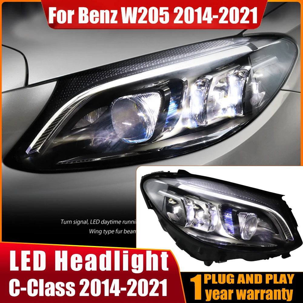 

2pcs Head Lamp For Benz W205 Headlights 2014-2021 C200 C260 DRL H7 LED Bi Xenon Bulb Assembly upgrade Dynamic Signal Accessories