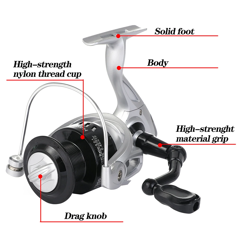 4/5 Abschnitte Spinning Angelrute Set Hart Carbon Köder Pole und 7,2:1/5,2:1 Baitcasting Rolle Max Drag 8 KG für Bass Hecht Angeln – Detail 6