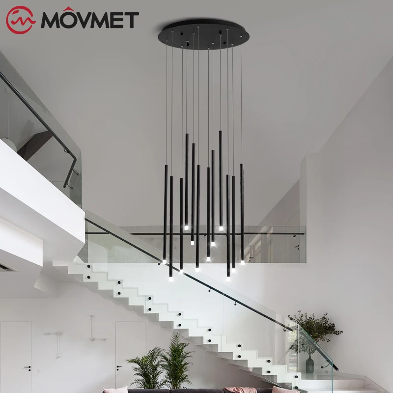 modern led chandelier tira longa luz pingente sala de estar tubo longo edificio duplex escada giratoria hall pendurado lampada 01